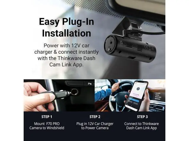Alt view image 2 of 7 - Thinkware F70 PRO Dash Cam 1080P FHD, Wi-Fi Car Camera, 140° Wide Angle, Super Night Vision, Smart Parking Mode, G-Sensor, Includes 32GB SD Card