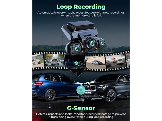Alt view image 5 of 6 - LAMTTO 4 Channel Dash Cam 360 View, 1080P Front and Rear Inside Left Right, Dash Camera for Cars with Hardwire Kit for 24h Security Parking Monitor, IR Night Vision Dashcam,128GB Card Included