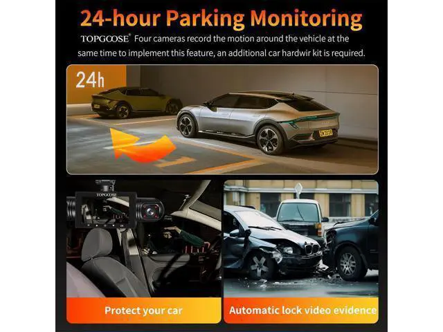 Alt view image 5 of 7 - 4 Channel Dash Cam 360° View, TOPGOOSE 2K Front and Rear Inside, Left Right Dash Camera for Cars, 8 IR Lamps Night Vision, 5G WiFi & APP Control, G-Sensor, Parking Mode, with a Free 64GB SD Card