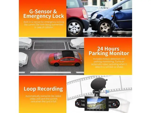 Alt view image 7 of 7 - 4 Channel Dash Cam 360° View, TOPGOOSE 2K Front and Rear Inside, Left Right Dash Camera for Cars, 8 IR Lamps Night Vision, 5G WiFi & APP Control, G-Sensor, Parking Mode, with a Free 64GB SD Card