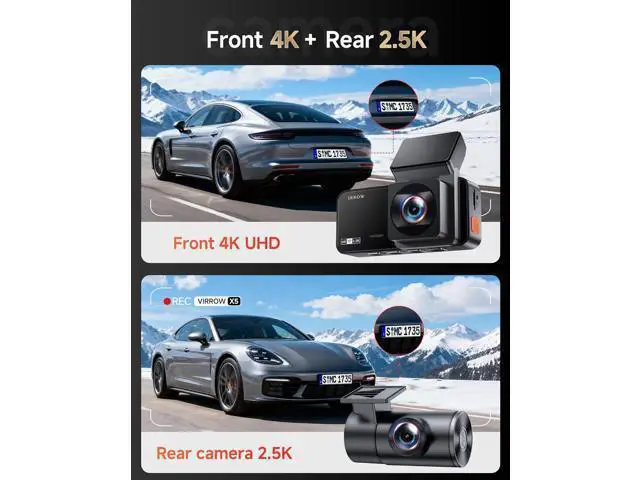 Alt view image 2 of 7 - Dash Cam Front and Rear: 4K+2.5K Dash Camera for Cars with Touch Screen 3.39" - Dashcam with WiFi APP Control 64GB Parking Mode Night Vision Loop Recording Emergency Lock (X5)