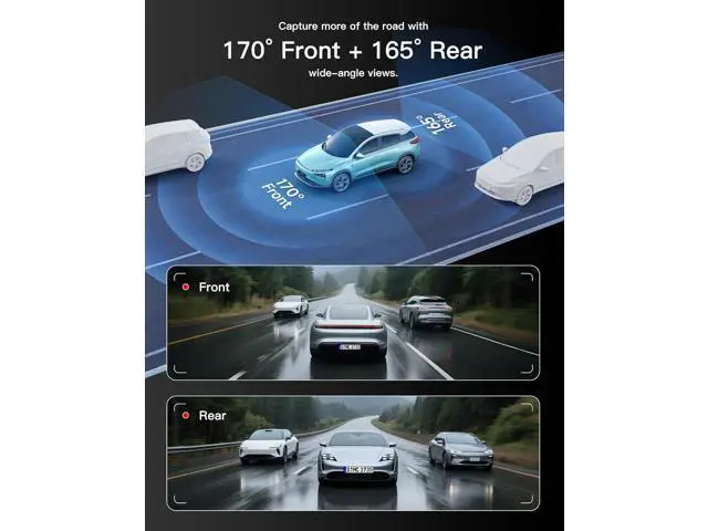 Alt view image 3 of 7 - Dash Cam Front and Rear: 4K+2.5K Dash Camera for Cars with Touch Screen 3.39" - Dashcam with WiFi APP Control 64GB Parking Mode Night Vision Loop Recording Emergency Lock (X5)