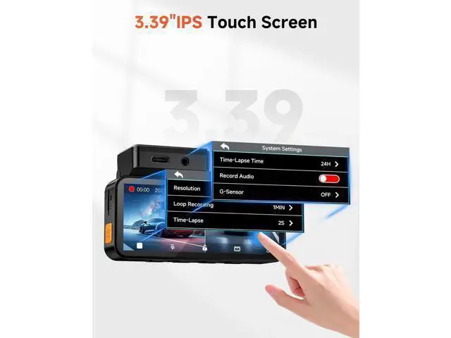 Alt view image 4 of 7 - Dash Cam Front and Rear: 4K+2.5K Dash Camera for Cars with Touch Screen 3.39" - Dashcam with WiFi APP Control 64GB Parking Mode Night Vision Loop Recording Emergency Lock (X5)