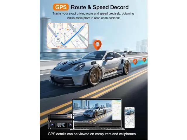 Alt view image 4 of 7 - 360° View 4K 4 Channel Dash Cam Front and Rear Inside Left Right, Built-in GPS, 5.8GHz WiFi, Car Dash Camera for Cars with App Connect, Support Parking Mode, G-Sensor, Free 128GB Card