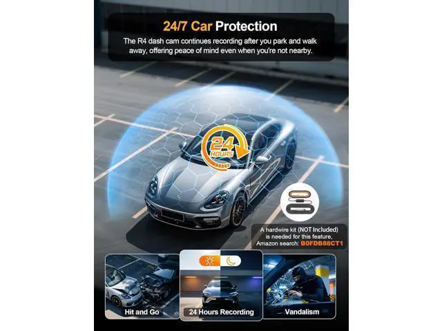 Alt view image 5 of 7 - 360° View 4K 4 Channel Dash Cam Front and Rear Inside Left Right, Built-in GPS, 5.8GHz WiFi, Car Dash Camera for Cars with App Connect, Support Parking Mode, G-Sensor, Free 128GB Card