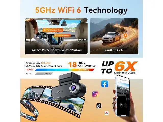Alt view image 5 of 7 - DDPAI 4K Dash Cam Front and Rear, 2160P+1080P Car Dash Camera, GPS 5G WiFi Dashcam for Cars, Free eMMC 32G Dual Storage Support 512G,Radar Motion Detection,Night Vision,72 Hour Parking Mode, N5 Dual