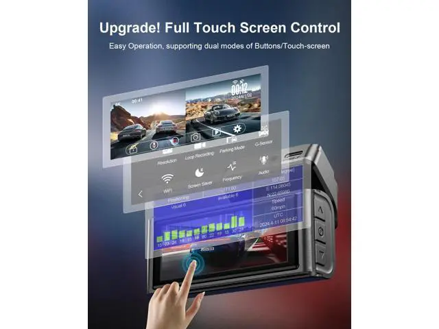 Alt view image 2 of 6 - JOMISE 4K Dash Cam Front and Rear, 3.16 IPS Touch Screen, 64GB Card Included, Dual Dash Camera for Cars, Built-in GPS Wi-Fi, UHD 2160P Night Vision, WDR, 24H Parking Monitor (J6)