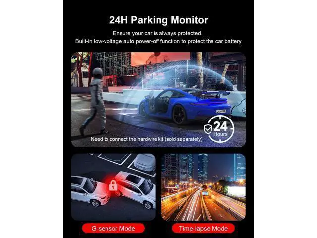 Alt view image 6 of 6 - JOMISE 4K Dash Cam Front and Rear, 3.16 IPS Touch Screen, 64GB Card Included, Dual Dash Camera for Cars, Built-in GPS Wi-Fi, UHD 2160P Night Vision, WDR, 24H Parking Monitor (J6)