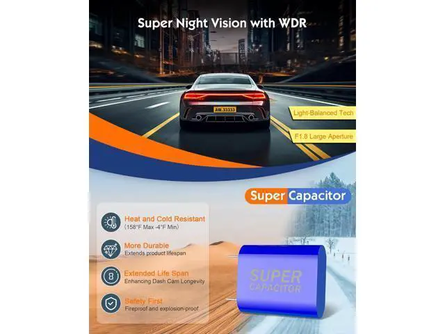 Alt view image 7 of 7 - Sarmert C1 5K Dash Cam Front - Built-in GPS and 5G WiFi, Sony STARVIS Sensor, HDR Night Vision Car Camera, 5K/4K/2.5K UHD Dash Camera for Cars, Loop Recording, WDR, G-Sensor, 24H Parking Mode