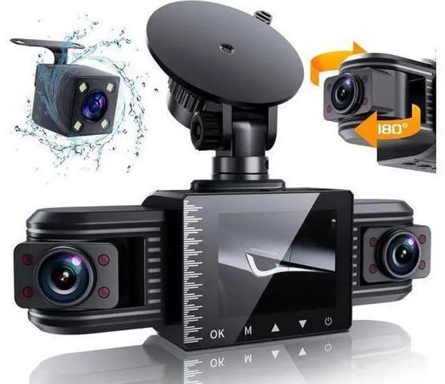 Main image of iiwey T1-pro Dash Cam Front and Rear Inside 3 Channel 1080P, Adjustable Lens Dash Camera for Cars with 8 IR Lamps Night Vision, Three Ways Triple Car Camera, Loop Recording, G-Sensor, Parking Monitor