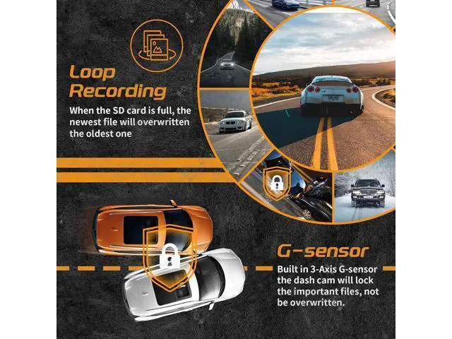 Alt view image 5 of 7 - iiwey T1-pro Dash Cam Front and Rear Inside 3 Channel 1080P, Adjustable Lens Dash Camera for Cars with 8 IR Lamps Night Vision, Three Ways Triple Car Camera, Loop Recording, G-Sensor, Parking Monitor
