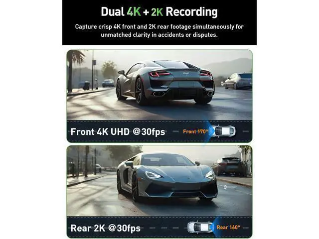 Alt view image 3 of 7 - GMAIPOP Dash Cam Front and Rear,4K+2K Dash Camera for Cars with STARVIS Sensor,Built in 5GHz Wi-Fi, Free 64GB Card Included, Dual Dashbord Dashcam,Night Vision,Emergency Lock, Parking Mode