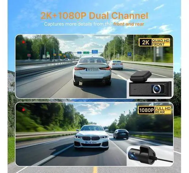 Alt view image 2 of 7 - Miofive Dash Cam Mini 2, 2K+1080P FHD, Built-in Wi-Fi GPS Smart Dash Camera for Cars, 125° Wide-Angle FOV, HDR, Night Vision, G-Sensor, iOS/Android App, Loop Recording, Parking Monitor, Time-Lapse