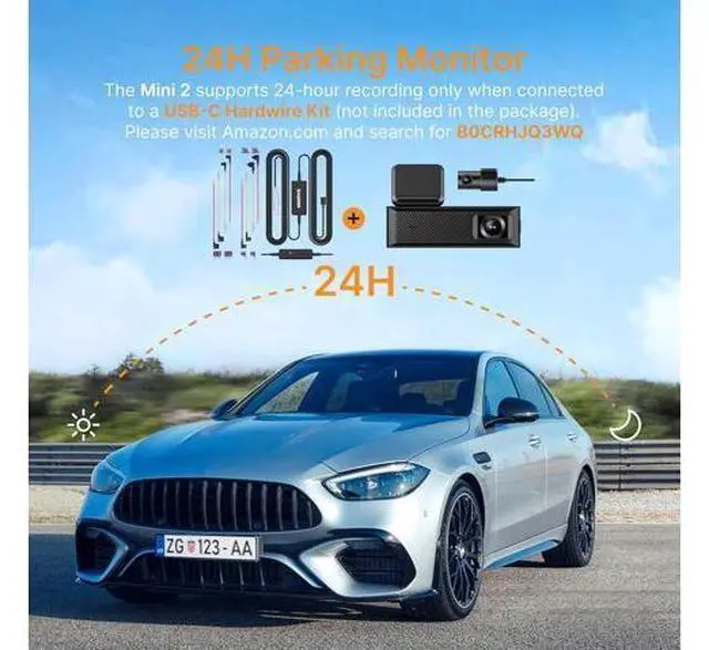 Alt view image 4 of 7 - Miofive Dash Cam Mini 2, 2K+1080P FHD, Built-in Wi-Fi GPS Smart Dash Camera for Cars, 125° Wide-Angle FOV, HDR, Night Vision, G-Sensor, iOS/Android App, Loop Recording, Parking Monitor, Time-Lapse