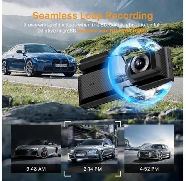Alt view image 6 of 7 - Miofive Dash Cam Mini 2, 2K+1080P FHD, Built-in Wi-Fi GPS Smart Dash Camera for Cars, 125° Wide-Angle FOV, HDR, Night Vision, G-Sensor, iOS/Android App, Loop Recording, Parking Monitor, Time-Lapse