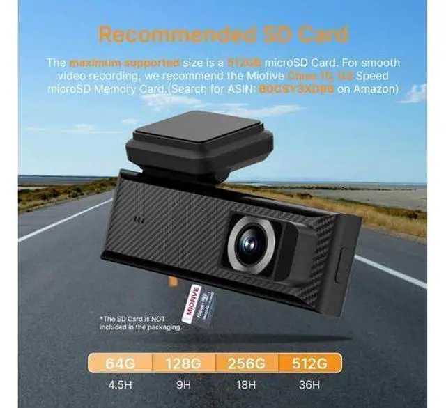 Alt view image 7 of 7 - Miofive Dash Cam Mini 2, 2K+1080P FHD, Built-in Wi-Fi GPS Smart Dash Camera for Cars, 125° Wide-Angle FOV, HDR, Night Vision, G-Sensor, iOS/Android App, Loop Recording, Parking Monitor, Time-Lapse