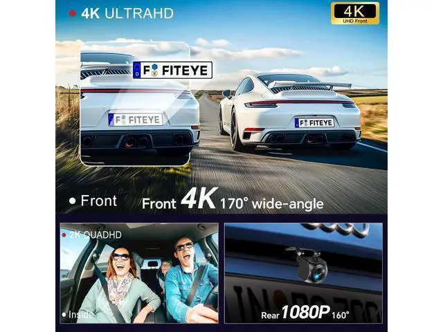 Alt view image 4 of 7 - 3 Channel 4K Dash Cam Front and Rear Inside, Built-in 5G WiFi, 4K+1080P+1080P Dash Camera for Cars with 64GB Card, Dashcam with Loop Recording,24H Parking Monitor,Night Vision,Support 512GB Max Silver