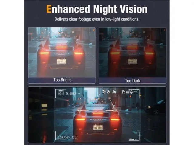 Alt view image 7 of 7 - 3 Channel 4K Dash Cam Front and Rear Inside, Built-in 5G WiFi, 4K+1080P+1080P Dash Camera for Cars with 64GB Card, Dashcam with Loop Recording,24H Parking Monitor,Night Vision,Support 512GB Max Silver