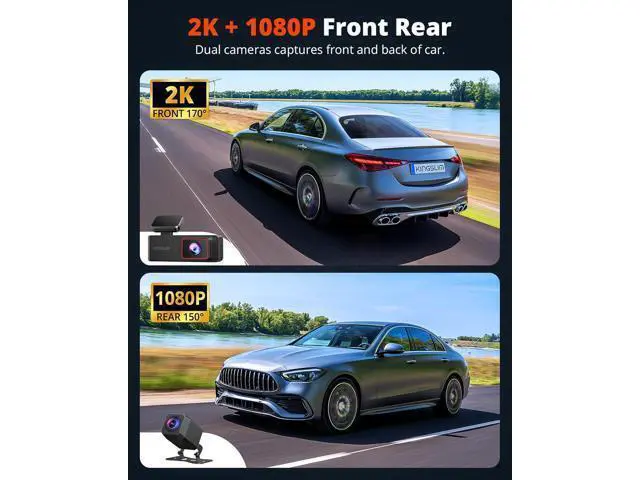 Alt view image 2 of 7 - 2K Dash Cam Front and Rear with 64GB SD Card, Wireless WiFi Dash Camera for Cars, 1.5'' Screen Mini Dashcam Front and Back, Support G-Sensor/Time Lapse 2 Kinds Parking Monitor