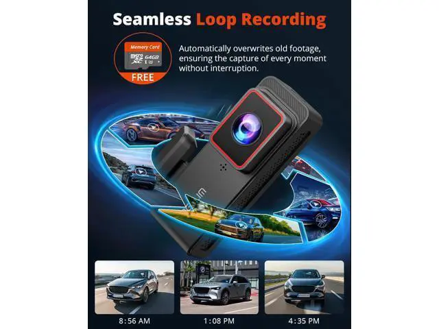 Alt view image 4 of 7 - 2K Dash Cam Front and Rear with 64GB SD Card, Wireless WiFi Dash Camera for Cars, 1.5'' Screen Mini Dashcam Front and Back, Support G-Sensor/Time Lapse 2 Kinds Parking Monitor