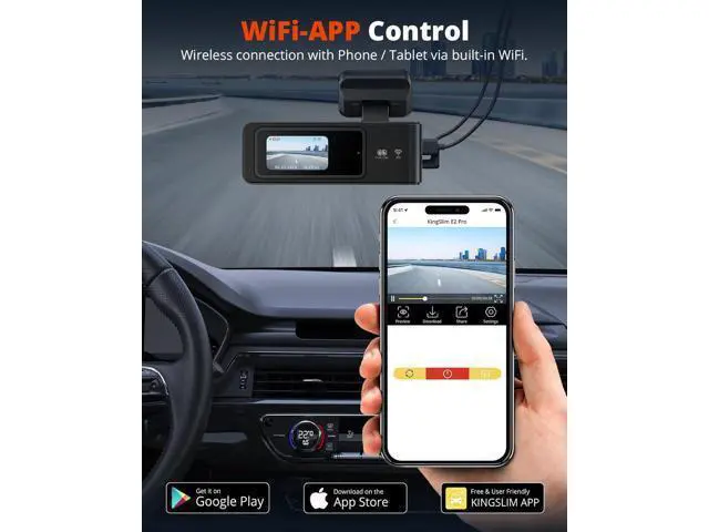 Alt view image 3 of 7 - 2K Dash Cam Front and Rear with 64GB SD Card, Wireless WiFi Dash Camera for Cars, 1.5'' Screen Mini Dashcam Front and Back, Support G-Sensor/Time Lapse 2 Kinds Parking Monitor