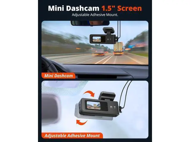 Alt view image 7 of 7 - 2K Dash Cam Front and Rear with 64GB SD Card, Wireless WiFi Dash Camera for Cars, 1.5'' Screen Mini Dashcam Front and Back, Support G-Sensor/Time Lapse 2 Kinds Parking Monitor