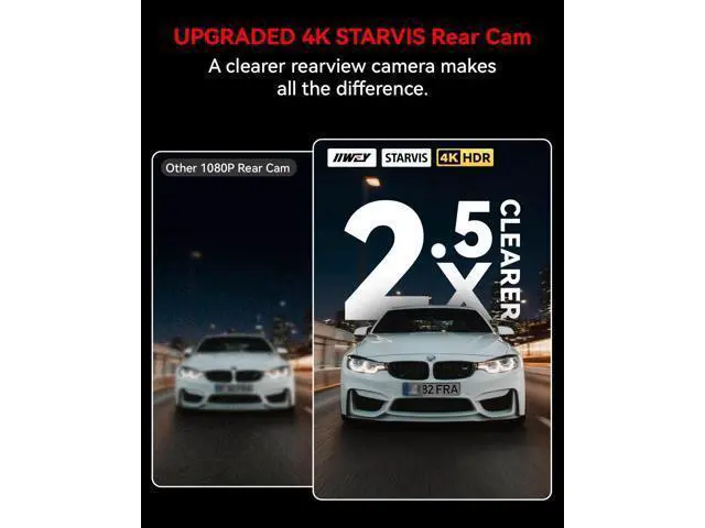 Alt view image 5 of 7 - IIWEY 4K+4K Dash Cam Front and Rear, Dual STARVIS Sensor, 5G WiFi-6 (up to 20MB/s) with App, 128G SD Card Included, GPS, Dash Camera for Cars with 24/7 Parking Mode, 3.18 Inch IPS, 170° Wide Angle