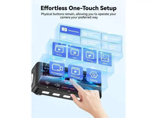 Alt view image 4 of 6 - FOCUWAY Dash Cam Front and Rear, Real 4K@30fps/2K@60fps+1080P@30fps Dash Camera for Car, Touchscreen, Voice Control, with GPS WiFi, HDR Night Vision, 64GB Card, 160 Wide Angle, 24H Parking Mode