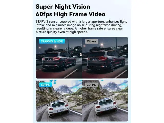Alt view image 3 of 6 - FOCUWAY Dash Cam Front and Rear, Real 4K@30fps/2K@60fps+1080P@30fps Dash Camera for Car, Touchscreen, Voice Control, with GPS WiFi, HDR Night Vision, 64GB Card, 160 Wide Angle, 24H Parking Mode