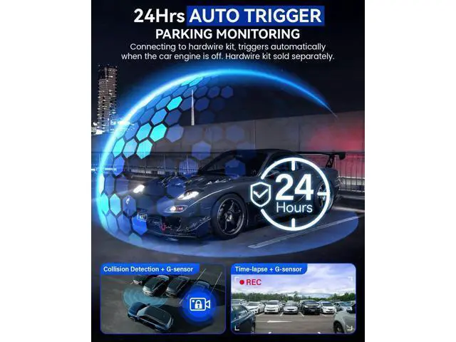 Alt view image 6 of 7 - IIWEY 4K+4K Dash Cam Front and Rear, 5G Wi-Fi 64GB SD Card Included, STARVIS Dash Camera for Cars, 3 Inch IPS Screen, Dual Channel HDR Night Vision, 24H Parking Mode, 170° Widude Angle, G-Sensor