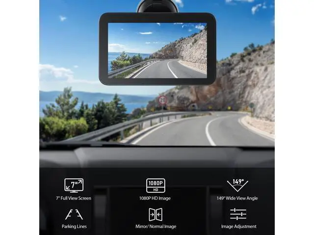 Alt view image 3 of 7 - Wired Backup Camera Kit with 7" Monitor, HD 1080P Display for Car Truck/Pickup/SUV/Van/RV, Night Vision Rear View Camera IP69 Waterproof-B7