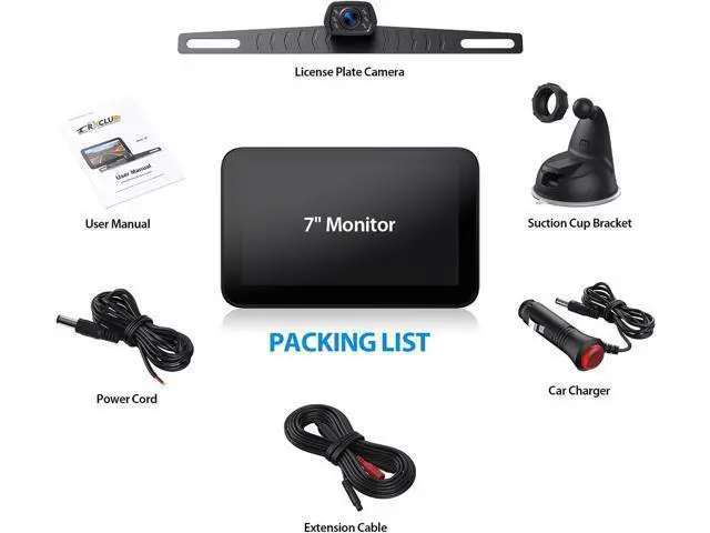 Alt view image 7 of 7 - Wired Backup Camera Kit with 7" Monitor, HD 1080P Display for Car Truck/Pickup/SUV/Van/RV, Night Vision Rear View Camera IP69 Waterproof-B7