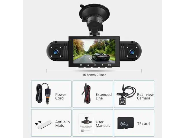 Alt view image 3 of 7 - 360 Degree View 4 Channel Dash Cam Front and Rear Inside Left Right, Dash Camera for Cars, 1080P Full HD 170 Deg Wide Angle Dashboard Camera with 64GB Card,G-Sensor,Loop RecordingNight Vision