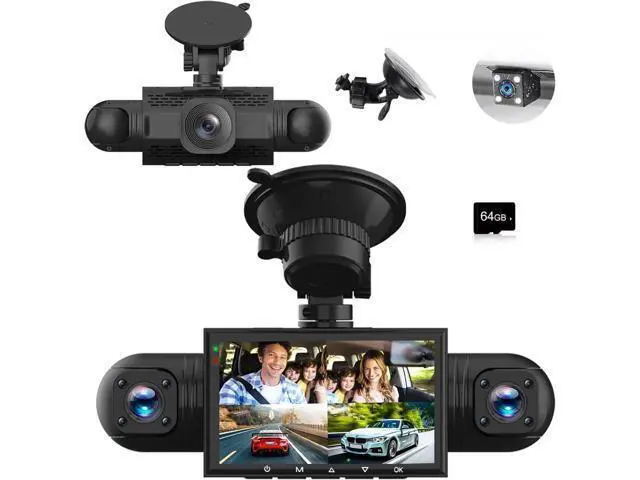 Main image of 360 Degree View 4 Channel Dash Cam Front and Rear Inside Left Right, Dash Camera for Cars, 1080P Full HD 170 Deg Wide Angle Dashboard Camera with 64GB Card,G-Sensor,Loop RecordingNight Vision