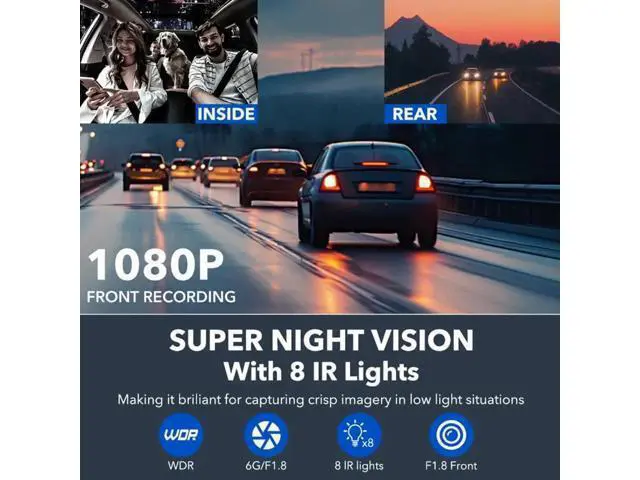 Alt view image 5 of 7 - 360 Degree View 4 Channel Dash Cam Front and Rear Inside Left Right, Dash Camera for Cars, 1080P Full HD 170 Deg Wide Angle Dashboard Camera with 64GB Card,G-Sensor,Loop RecordingNight Vision