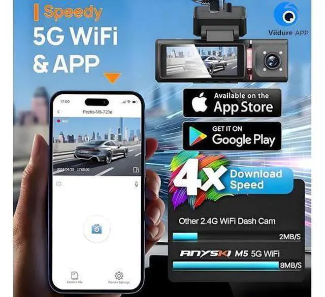 Alt view image 3 of 7 - 3 Channel 4K WiFi Dash Cam, 4K+1080P+1080P Front Inside and Rear, Triple Dash Camera with 32GB Card, APP Control, G-Sensor, 24 Hours Parking Mode, Loop Recording, Night Vision