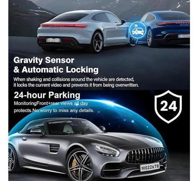 Alt view image 4 of 7 - 3 Channel 4K WiFi Dash Cam, 4K+1080P+1080P Front Inside and Rear, Triple Dash Camera with 32GB Card, APP Control, G-Sensor, 24 Hours Parking Mode, Loop Recording, Night Vision