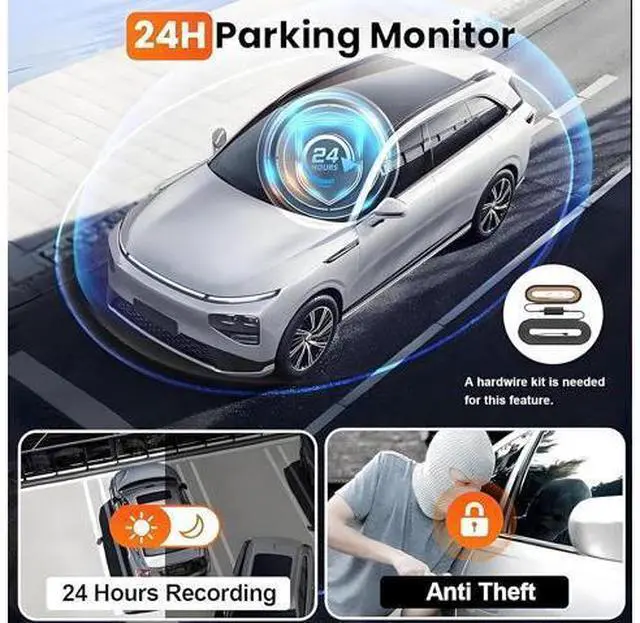 Alt view image 7 of 7 - 3 Channel 4K WiFi Dash Cam, 4K+1080P+1080P Front Inside and Rear, Triple Dash Camera with 32GB Card, APP Control, G-Sensor, 24 Hours Parking Mode, Loop Recording, Night Vision