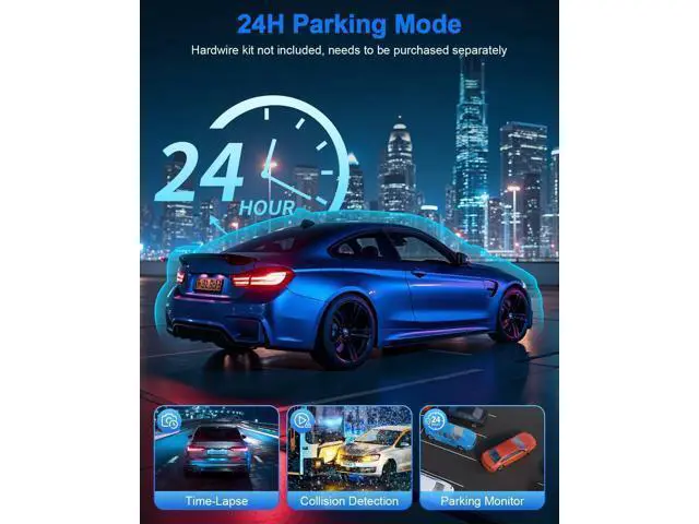 Alt view image 5 of 7 - 4K Dual Channel Dash Cam Front and Rear, Free 64GB Card Included, 5.8GHz WiFi Dash Camera for Cars, Built-in GPS, G-Sensor, 170°Wide Angle, 3" IPS Screen, 24H Parking Mode, Support 512GB Max