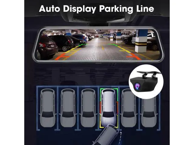 Alt view image 5 of 7 - Upgraded 10'' Rear View Mirror Camera Mirror Dash Cam Front and Rear 1080P Backup Camera Full Touch Screen w Loop Recording, G-Sensor Night Vision 170° Wide Angle