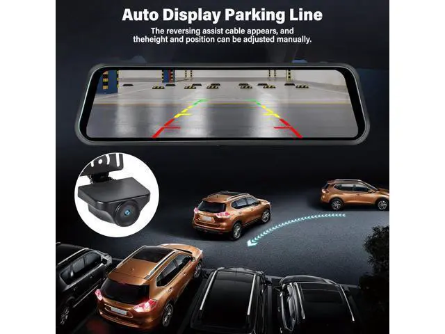 Alt view image 4 of 7 - Rear View Mirror Camera, Mirror Dash Cam for Car 1080P Front & Rear Mirror Cameras 9.66 Inch HD IPS Full Touch Screen 64G Card Night Vision Motion Detection Loop Recording 24H Parking Monitor G-Sensor