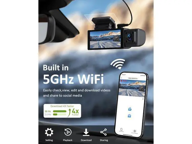 Alt view image 4 of 7 - 4K 3 Channel Dash Cam, STARVIS Sensor,5GHz WiFi with 64GB Card,2160P+1080P+1080P Front and Rear Inside, Car Dash Camera with 3.16" Screen,IR Night Vision G-Sensor, HDR,24H Parking ModeBlack