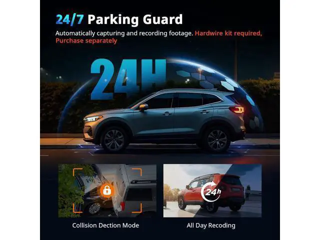 Alt view image 3 of 7 - Dash Cams Front and Rear, NQJ 4K+2K Dual Dash Camera for Cars w 64GB Card, 5G Wi-Fi & App, G-Sensor, 3.2 Screen, 24H Parking Mode, 170°Wide Angle, Night Vision