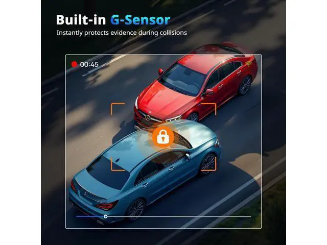 Alt view image 4 of 7 - Dash Cams Front and Rear, NQJ 4K+2K Dual Dash Camera for Cars w 64GB Card, 5G Wi-Fi & App, G-Sensor, 3.2 Screen, 24H Parking Mode, 170°Wide Angle, Night Vision