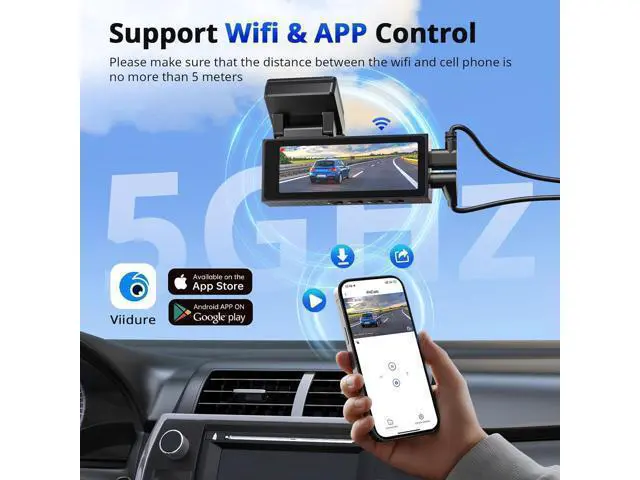 Alt view image 7 of 7 - Dash Cams Front and Rear, NQJ 4K+2K Dual Dash Camera for Cars w 64GB Card, 5G Wi-Fi & App, G-Sensor, 3.2 Screen, 24H Parking Mode, 170°Wide Angle, Night Vision