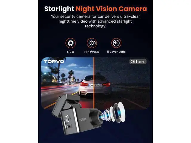 Alt view image 4 of 7 - TORVO TD3 4K+2K Dash Cam with App, Camera for Car Front and Back with 5G WiFi & GPS, Free 64GB Card, Night Vision Dashcam Front Cameras 24/7 Recording When Car is Off, Security Camera for Cars