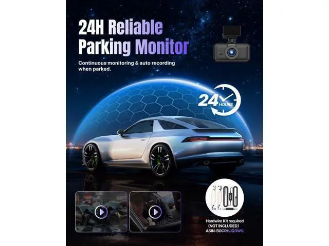 Alt view image 6 of 7 - Miofive Dash Cam Front & Rear Dual Channel Front 4K UHD + Rear 2.5K, Built-in GPS & 5GHz WiFi, 3.0 IPS Screen, HDR & Night Vision, G-Sensor, 24-Hour Parking Mode, 32 GB Card Included