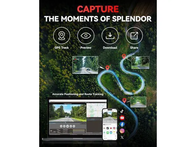 Alt view image 5 of 7 - REDTIGER F4 4K Dash Cam Front, 2.2 inch Mini Car Camera, 2160P UHD Touch Screen, Voice Control, Included 32GB Card, Night Vision, Built-in GPS, WiFi APP Control, Loop Recording, 24H Parking Monitor