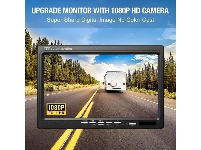 Alt view image 3 of 7 - Upgrade Backup Camera Monitor Kit 7" HD 1080P Monitor IP69 Waterproof Rearview Reversing Rear View Camera for Truck Trailer RV Pickup (TZ101)