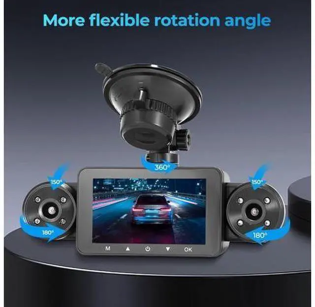 Main image of 4 Channel Dash Cam 360° View, Include Front & Rear Left Right Camera Support 4 Way Recording, 32GB Card, 3 IPS Screen/Night Vision/WDR/24H Parking/G-Sensor2G/4G/8G / 3 Split Screen (4 Channel)